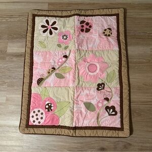 Tiddliwinks | Floral Patchwork Baby Crib Bedding Quilt - Pink and Brown